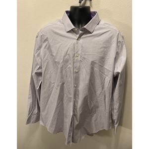 Calvin Klein Shirt Men’s XL Purple Plaid Slim Fit Button Down 18.5 34-35 Sleeves